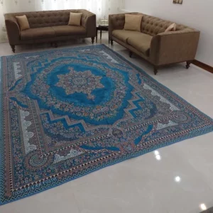 روفرشی مخمل ابی با کیفیت عالی و نقشی زیبا