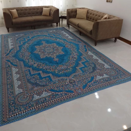 روفرشی مخمل ابی با کیفیت عالی و نقشی زیبا